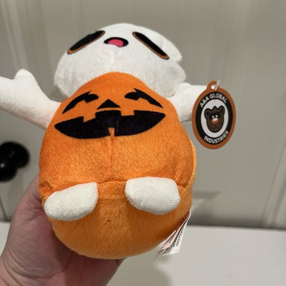 A&A Global Halloween Pumpkin Ghost Plush 8" Stuffed Toy With Tag - Picture 7 of 9
